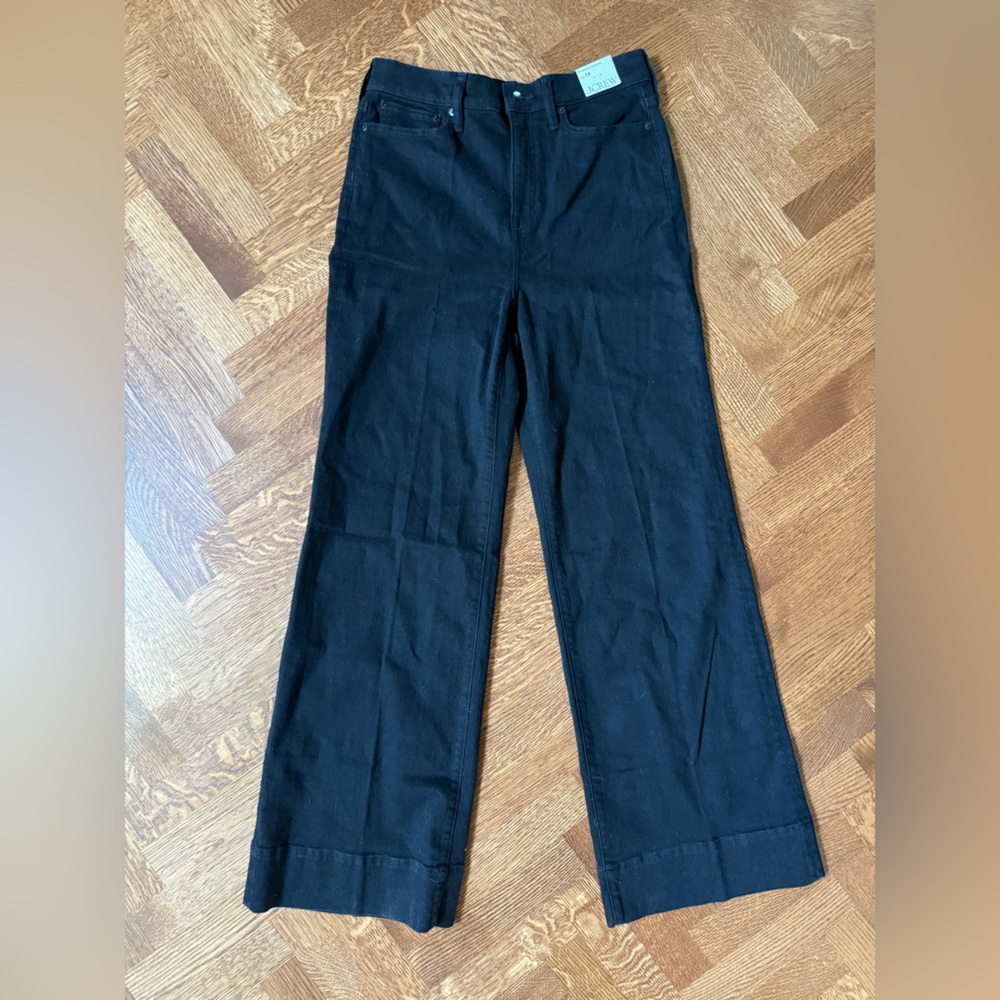 NWT J CREW 96 Denim Trousers Black Jeans Wide Leg Baggy Oversized Grunge Soft 28